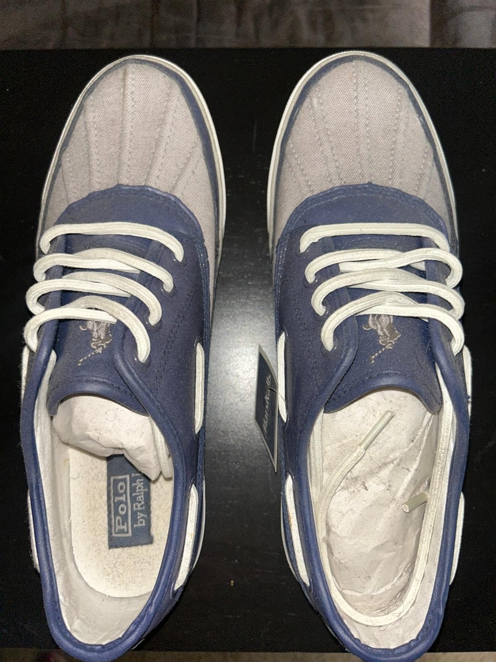 Polo by Ralph Lauren Men’s Navy and Gray Canvas Sneakers